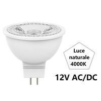 GU5.3 MR16 LAMPADINA FARETTO A LED 12V AC/DC 6,9W LUCE NATURALE 4000K 500LM BOT