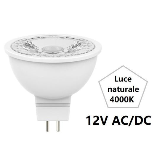GU5.3 MR16 LAMPADINA FARETTO A LED 12V AC/DC 6,9W LUCE NATURALE 4000K 500LM BOT