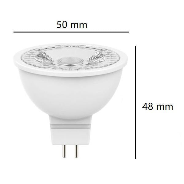 GU5.3 MR16 LAMPADINA FARETTO A LED 12V AC/DC 6,5W LUCE FREDDA 6500K 560LM BOT