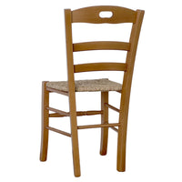 Sedia da pranzo Loris in legno finitura noce chiaro con seduta in paglia