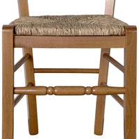 Sedia da pranzo Loris in legno finitura noce chiaro con seduta in paglia