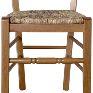 Sedia da pranzo Loris in legno finitura noce chiaro con seduta in paglia