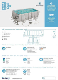 Piscina rettangolare Bestway 56456 Power Steel 412x201x122h