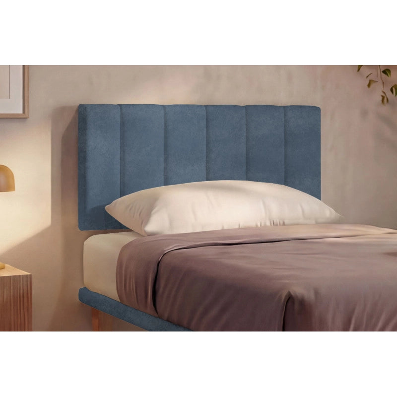 Letto imbottito Singolo 80x200 cm Vertical - Con rete,Microfibra,Blu