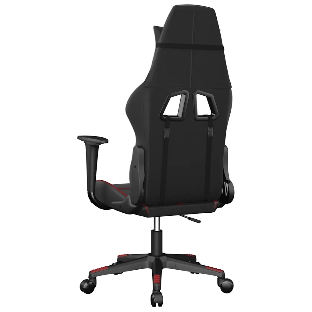 vidaXL Sedia Gaming Massaggio Nero e Rosso Vino in Similpelle
