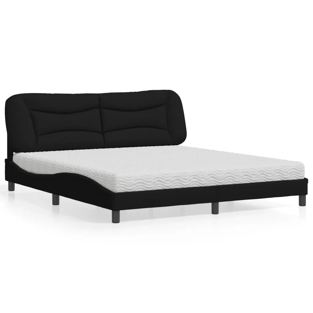 Letto con Materasso Hvar Nero 180x200 cm in Tessuto