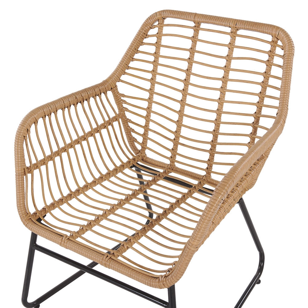 Set divano da giardino per conversazione in finto rattan Nero con imbottiture per sedile e tavolino da caffè