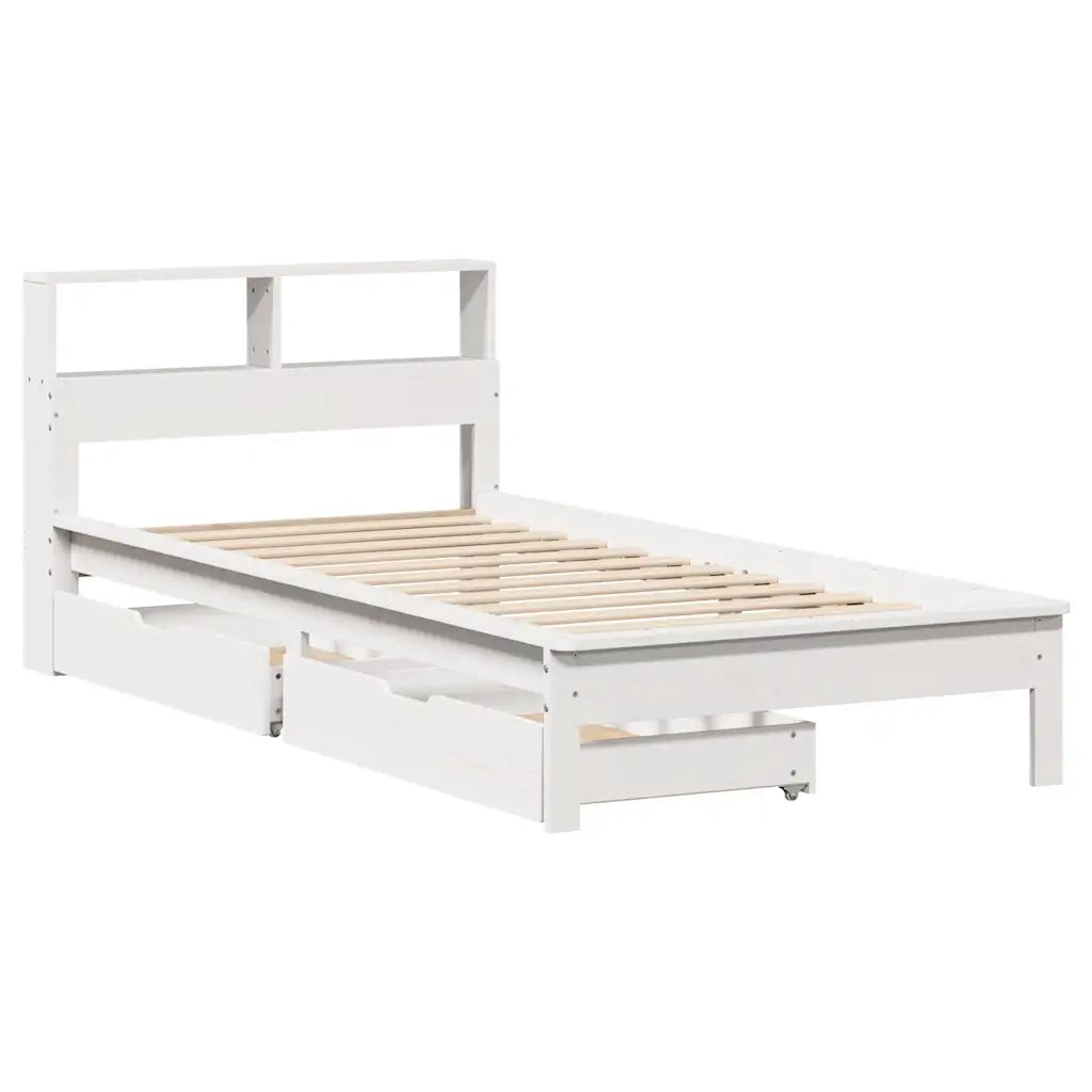 Letto Libreria senza Materasso Bianco 100x200 cm Legno di Pino 3309816