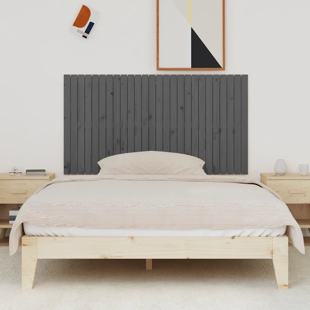 Testiera | Testata da Parete Grigia 166x3x90 cm in Legno Massello di Pino