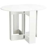 Tavolo Pieghevole da Pranzo a 2 Ribalte, Tavolo da Pranzo Allungabile in Legno Salvaspazio per Cucina e Soggiorno, 104x76x73.7 cm, Bianco