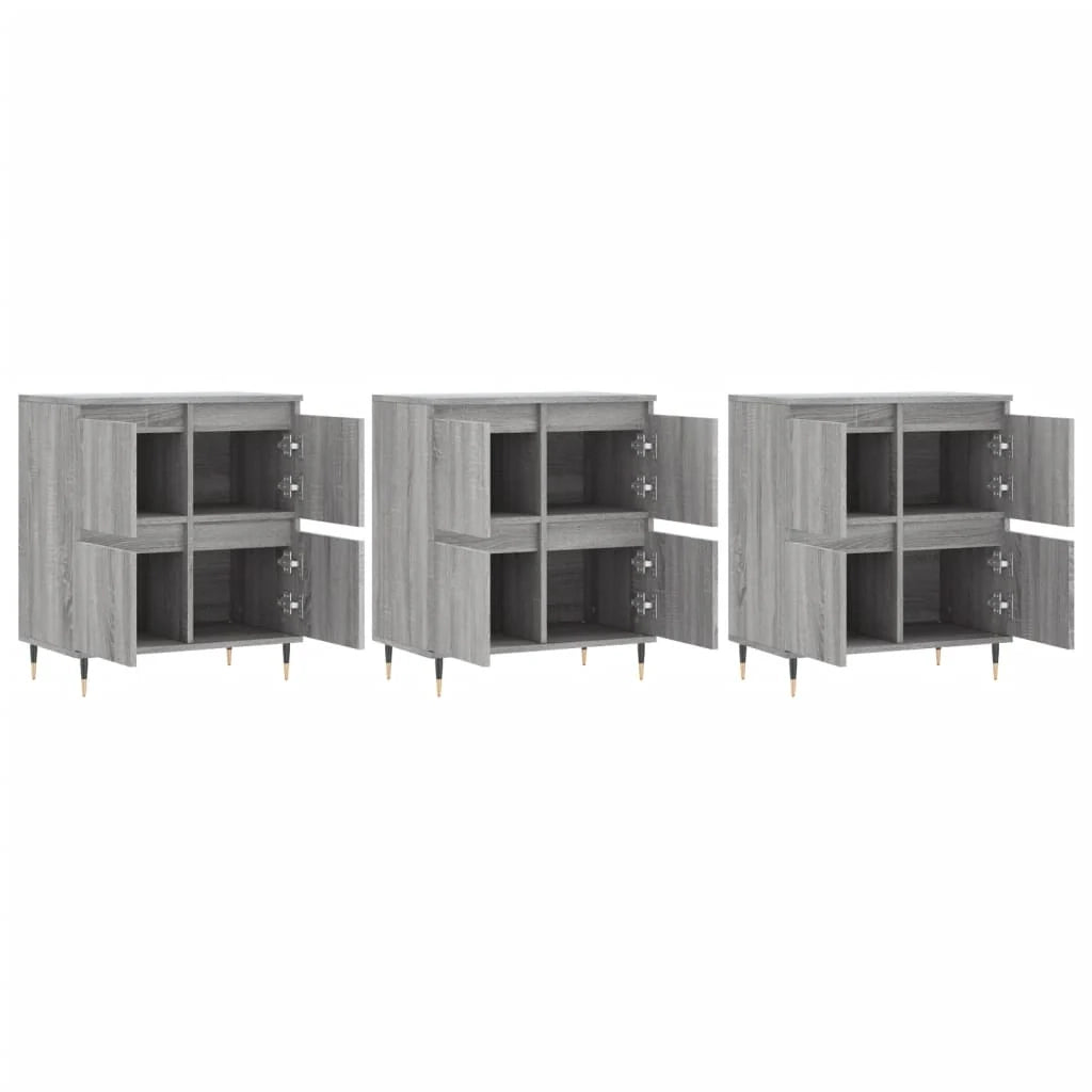 Buffet credenza cassettiera armadio mobile contenitore organizer per cucina soggiorno salotti 3 pezzi legno ingegnerizzato Sonoma grigio 02_0037176