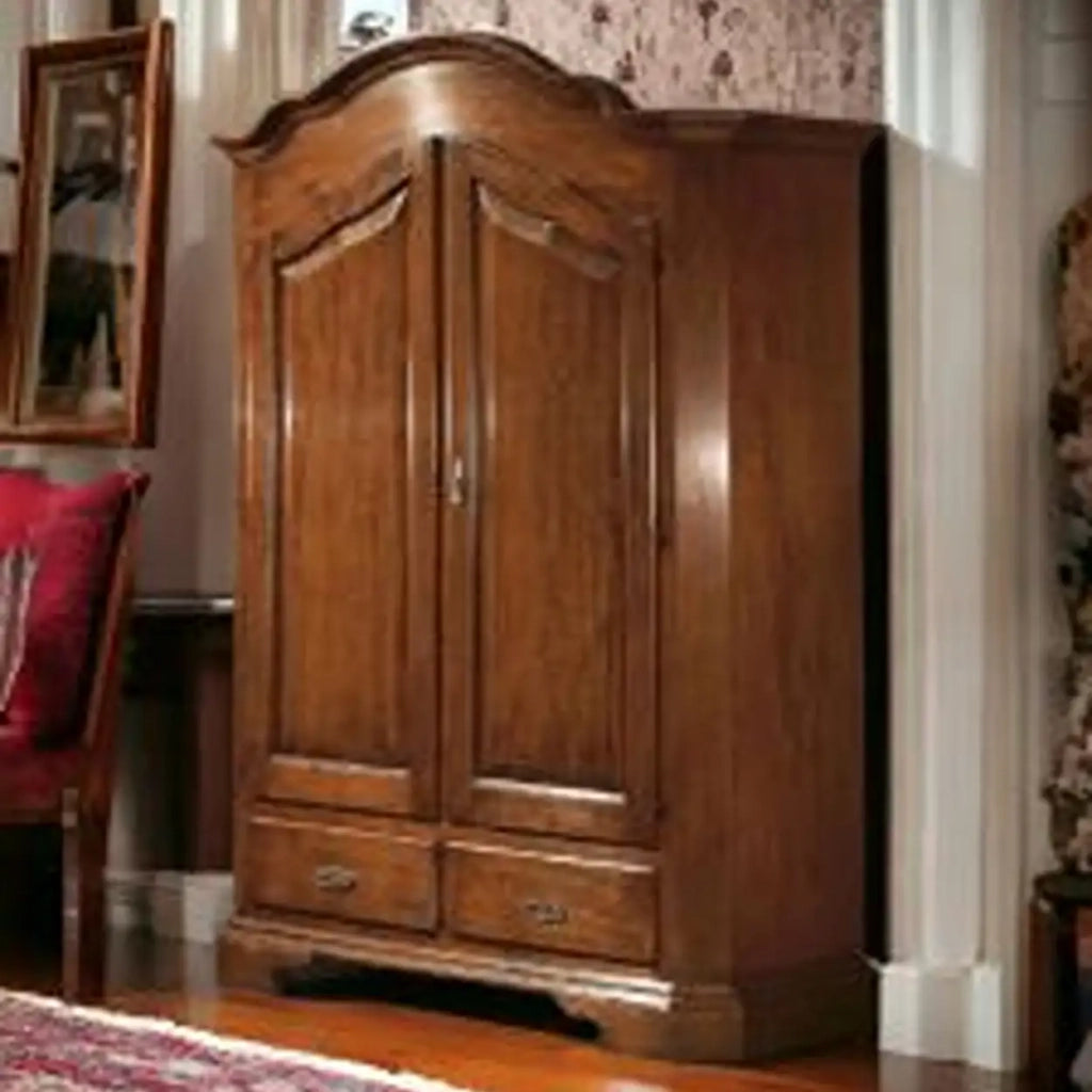 Armadio mod Budapest in legno massiccio di pioppo sagomato 2 ante arte povera noce scuro