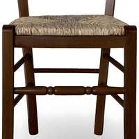 Sedia da pranzo Loris in legno noce scuro con seduta in paglia