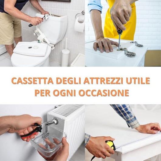 Cassetta Attrezzi Completa con 85 Pezzi in Metallo Cassetta Porta Utensili Organizer per Attrezzi Resistente Pieghevole con Occhiello per Lucchetto per Fai da Te Meccanico Elettricista