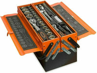 Cassetta Attrezzi Completa con 85 Pezzi in Metallo Cassetta Porta Utensili Organizer per Attrezzi Resistente Pieghevole con Occhiello per Lucchetto per Fai da Te Meccanico Elettricista