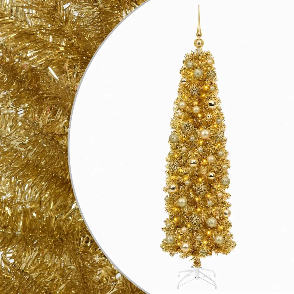 Albero di Natale Slim artificiale con palline 180 cm 300 LED 3461187