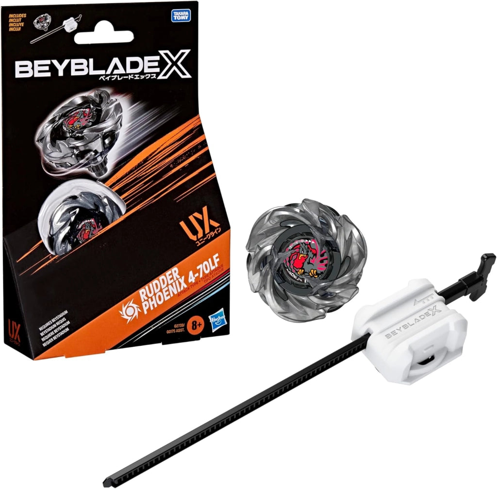 Beyblade X, Set Starter Pack Rudder Phoenix 4-70LF, Hasbro, Eta 8+