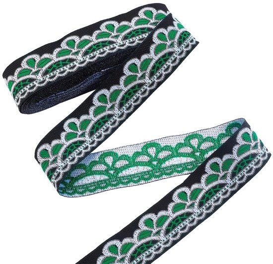 Bordurolint a Jacquard con geometrie etniche - 7 metri - Polyester 3 cm - Decorativo