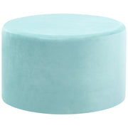 Pouf ottomana poggiapiedi rotondo in velluto di colore verde menta in stile Glam elegante