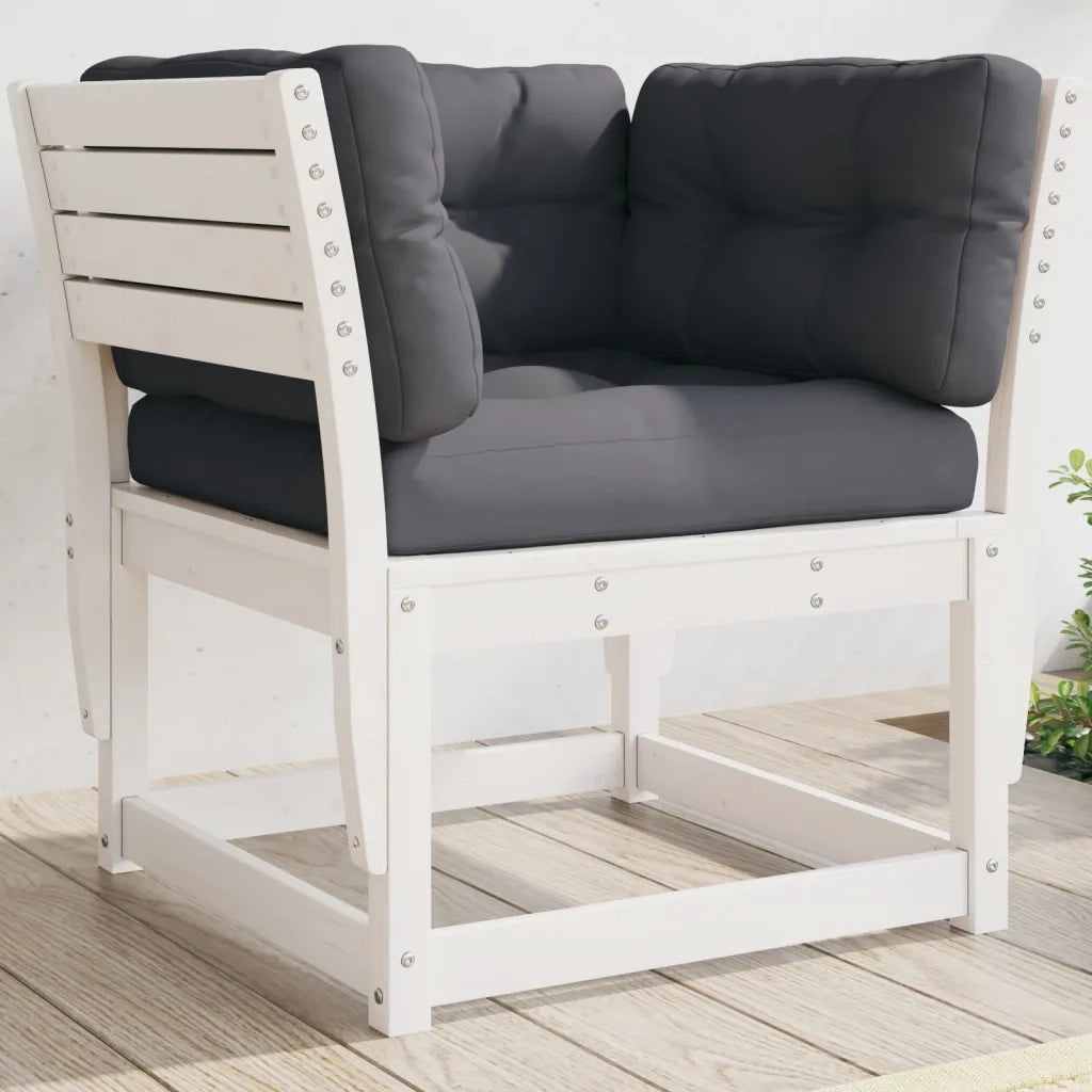 Divano Giardino con Braccioli con Cuscini-Sofa da Giardino-Divanetto da esterno Legno Pino Bianco