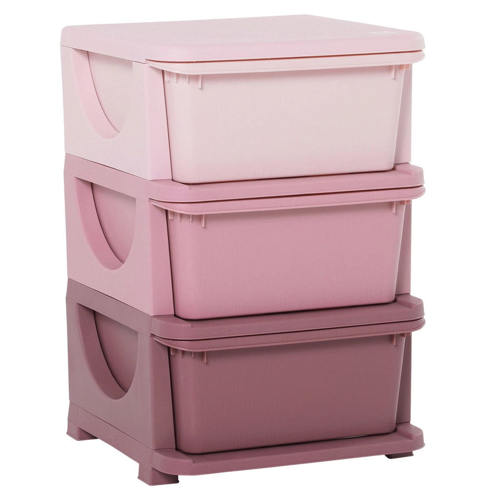 CASSETTIERA IN PLASTICA CON 3 CASSETTI 37X37X56.5CM ROSA
