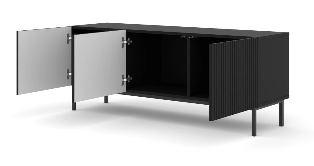 MOBILE RAVENNA B PORTA TV MDF FOILED 3D 150 NERO OPACO TELAIO NERO