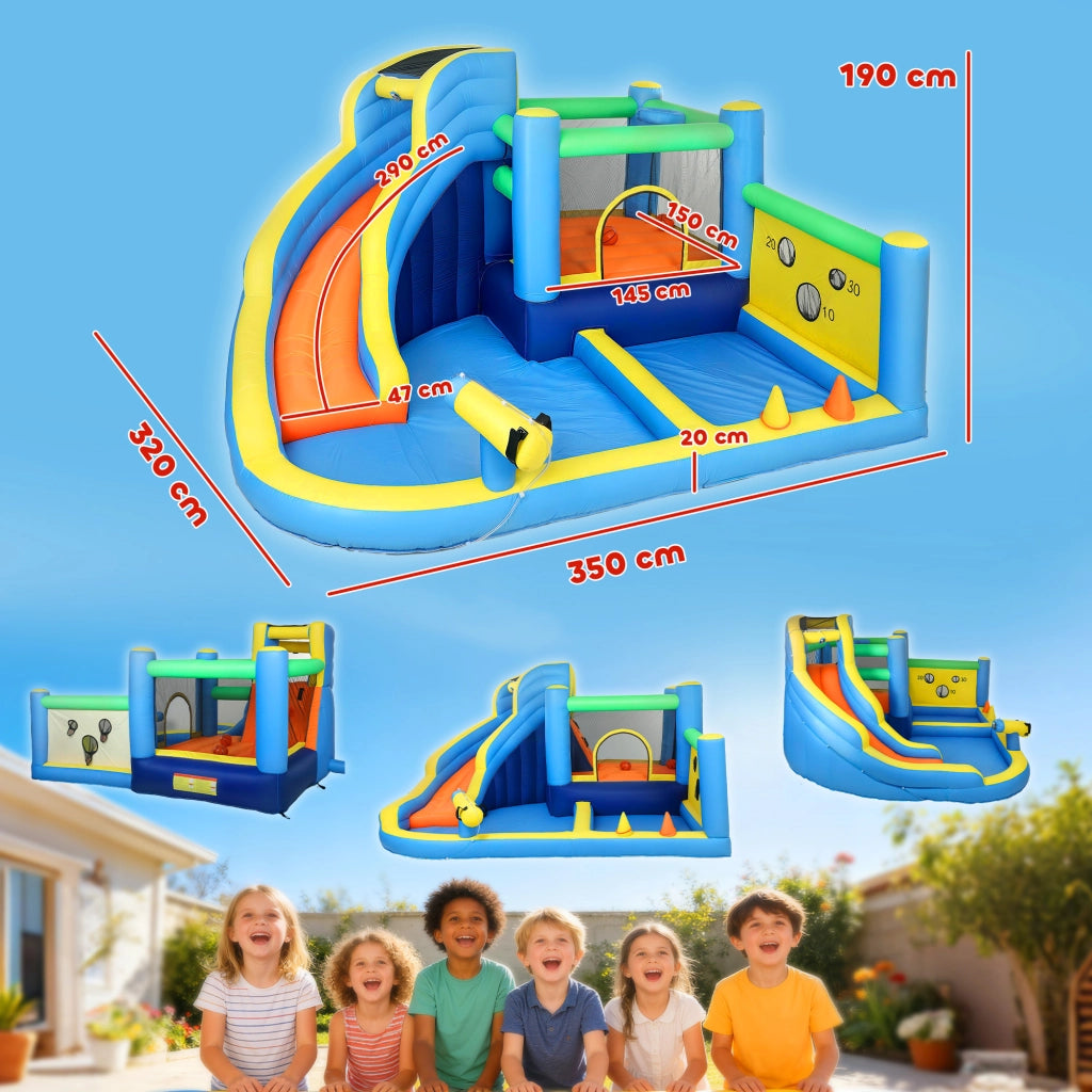 Castello gonflabile ¨C zephmum ¨C parco acquatico con toboga e trampolino, multicolore