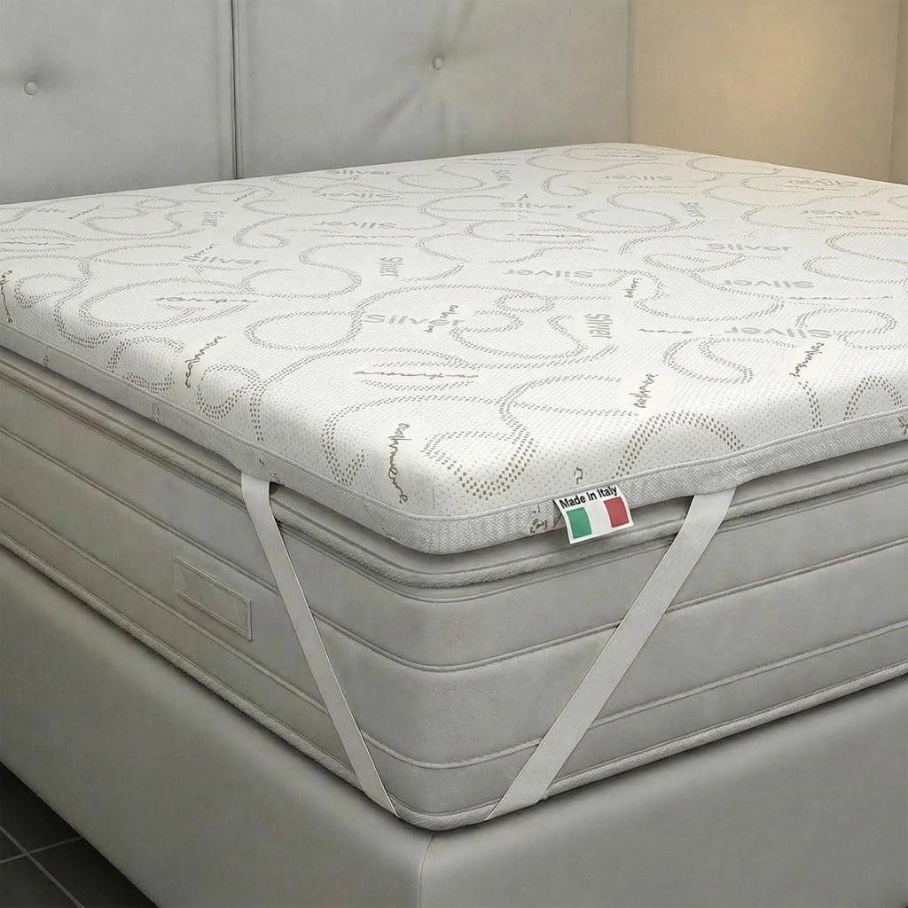Topper Memory Con Fodera Matrimoniale 160x190 cm in Poliestere e Cashmere Bianco