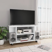 Mobile TV con Ruote Bianco 80x40x45 cm in Legno Multistrato 800189