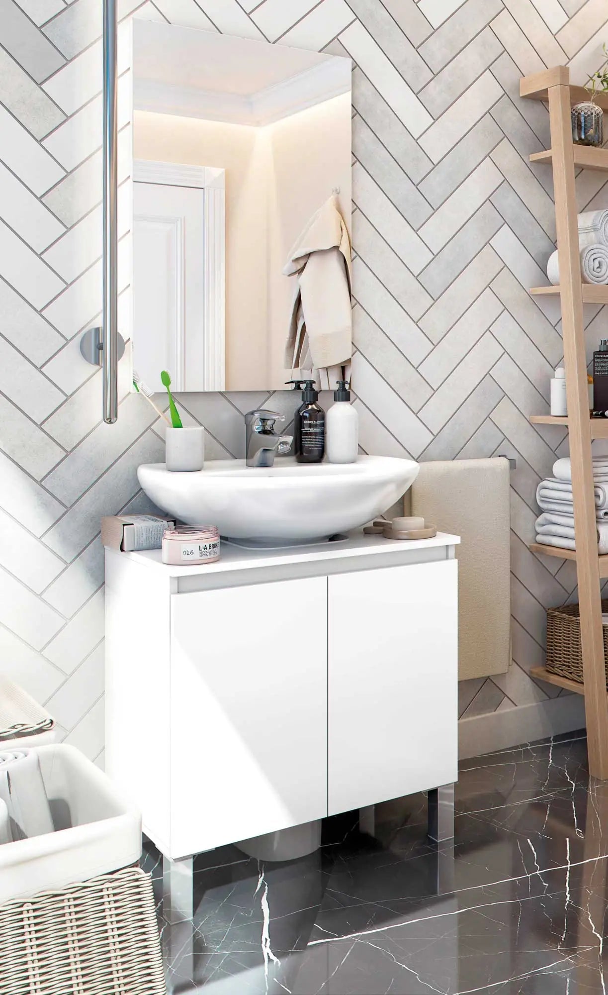 Mobile bagno sotto lavello bianco lucido 60x40x63,5h