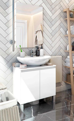 Mobile bagno sotto lavello bianco lucido 60x40x63,5h