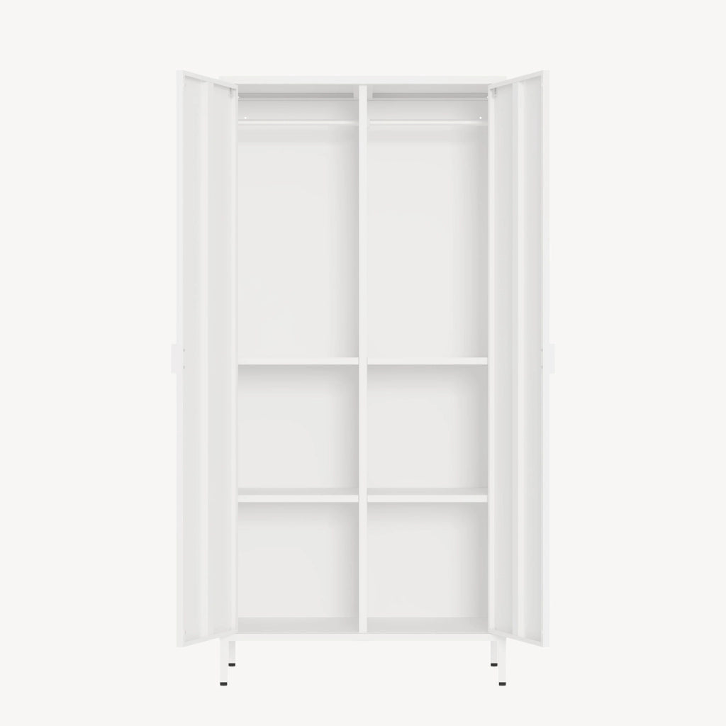 Armadio Guradaroba Esteli in Acciaio a 2 Ante con 2 Barre Appendiabiti e 4 Ripiani 170 x 80 x 45 cm - Bianco [en.casa]