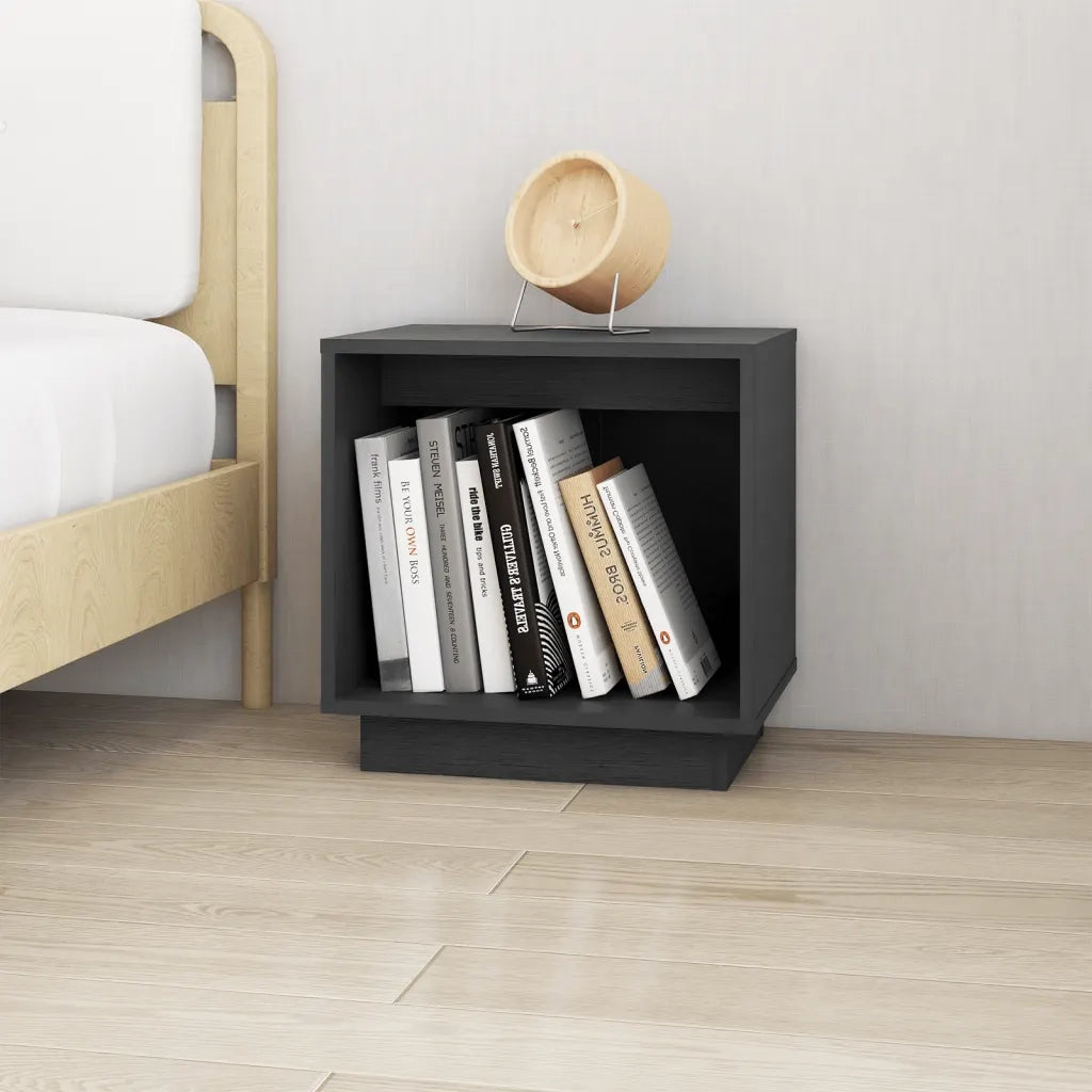 Comodini 2 pz Grigi 40x30x40 cm in Legno Massello di Pino cod mxl 30571