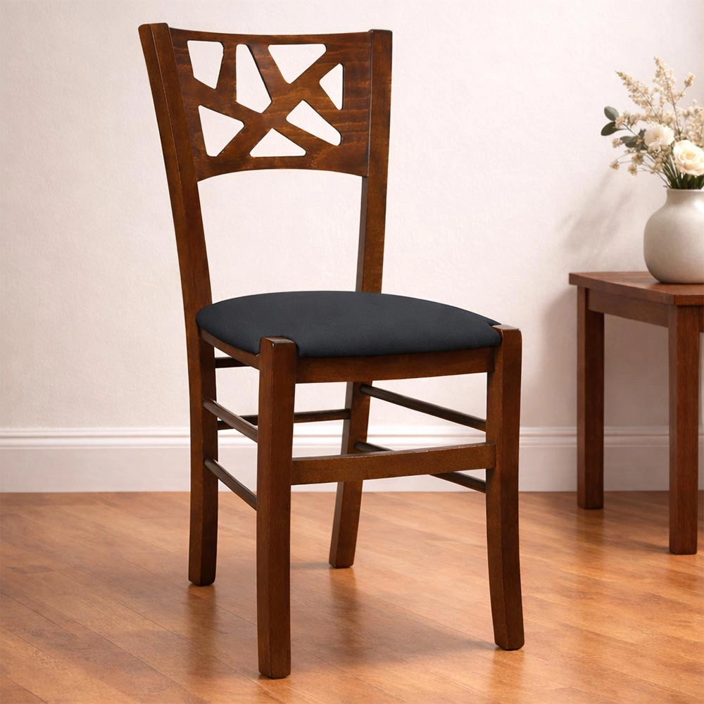 Sedie sala pranzo Sissy in legno noce scuro seduta imbottita antracite set da 2
