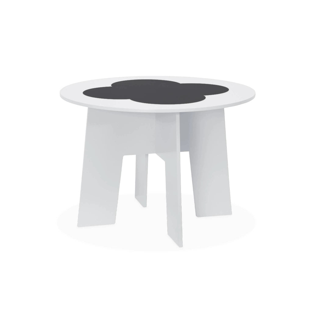 Tavolo con ardesia e 4 sedie con contenitore per bambini, bianco