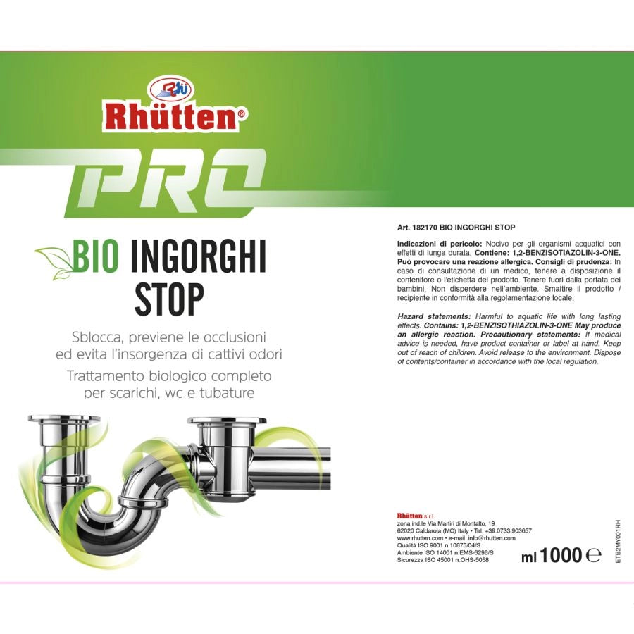 TRATTAMENTO SCARICHI BIOLOGICO RHÜTTEN PRO BIO INGORGHI STOP 1 LITRO