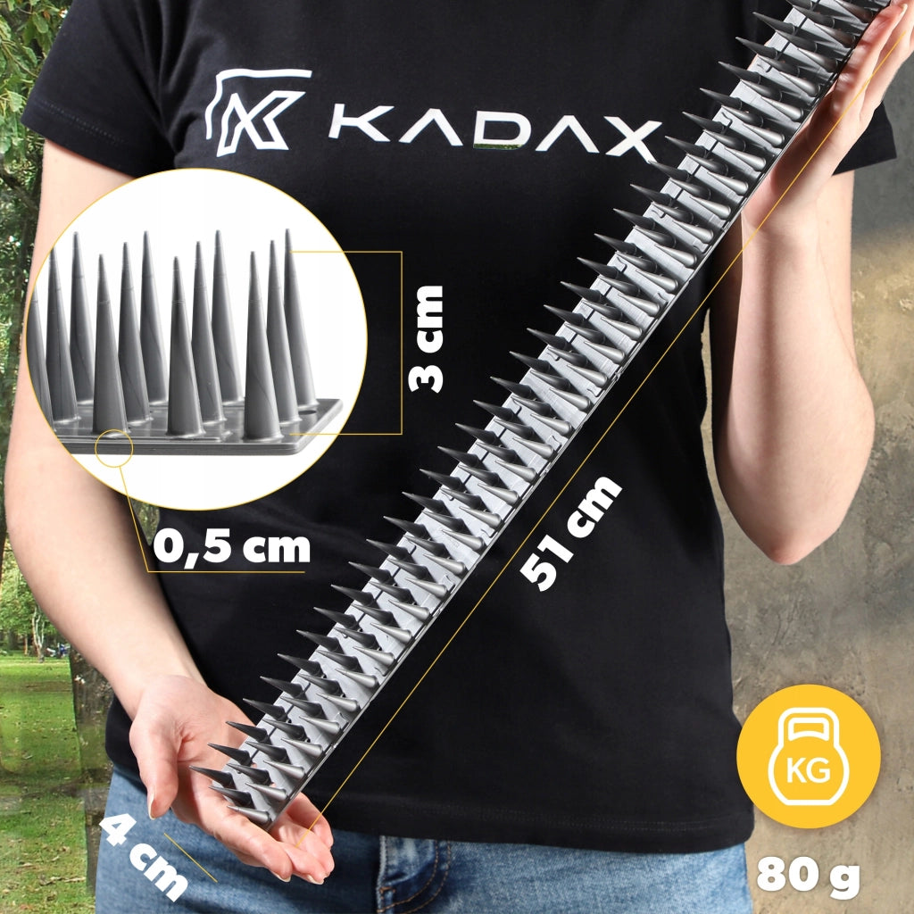 Punte anti-piccioni KADAX, 51 cm, in plastica densa e resistente, 6 pezzi