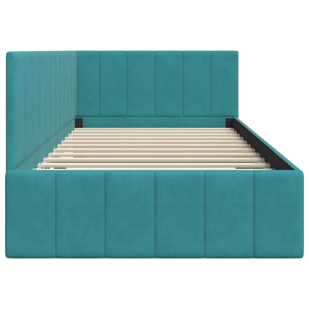 Cornice del letto ad angolo Turchese 100 cm x 200 cm Velluto