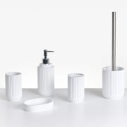 Set di 5 accessori da bagno in poliresina bianca Dispenser per sapone Portaspazzolino Porta spazzolino da bagno