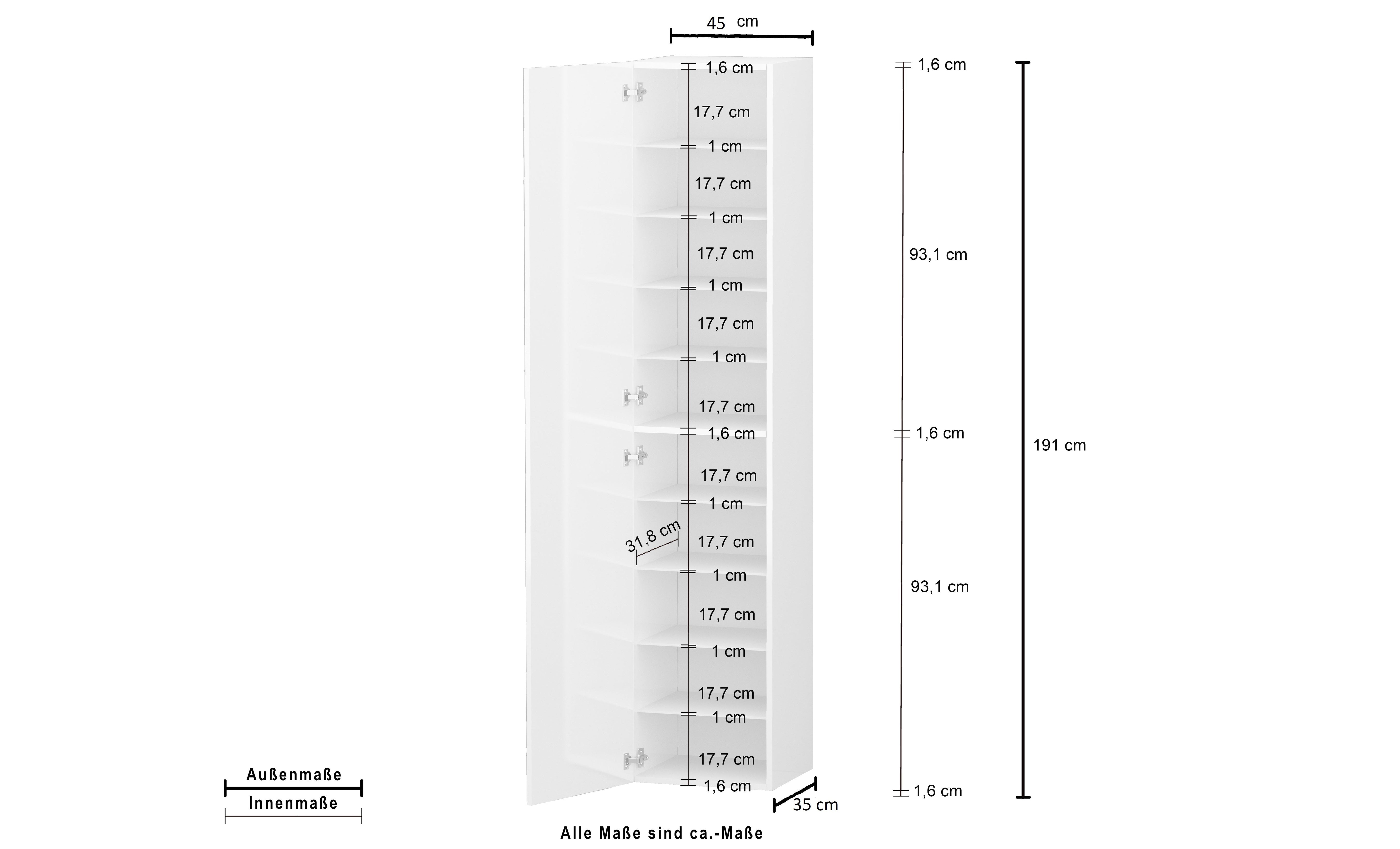 Armadio scarpiera bianco lucido Kompact con design moderno