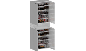 Armadio Scarpiera SAVONA 4 Ante e Ribalta - Bianco Lucido/Bianco Larice