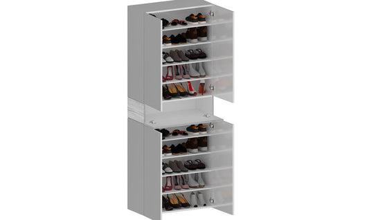 Armadio Scarpiera SAVONA 4 Ante e Ribalta - Bianco Lucido/Bianco Larice