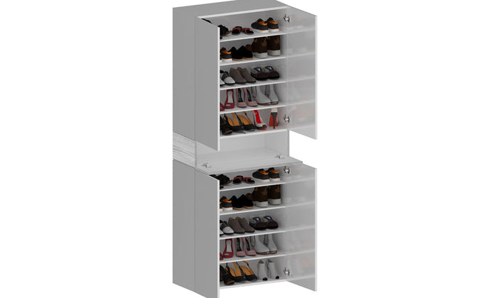 Armadio Scarpiera SAVONA 4 Ante e Ribalta - Bianco Lucido/Bianco Larice