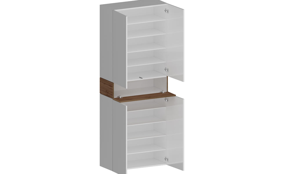 Armadio Scarpiera SAVONA 4 Ante e Ribalta - Bianco Lucido/Rovere Wotan, Moderna e Capiente