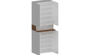 Armadio Scarpiera SAVONA 4 Ante e Ribalta - Bianco Lucido/Rovere Wotan, Moderna e Capiente