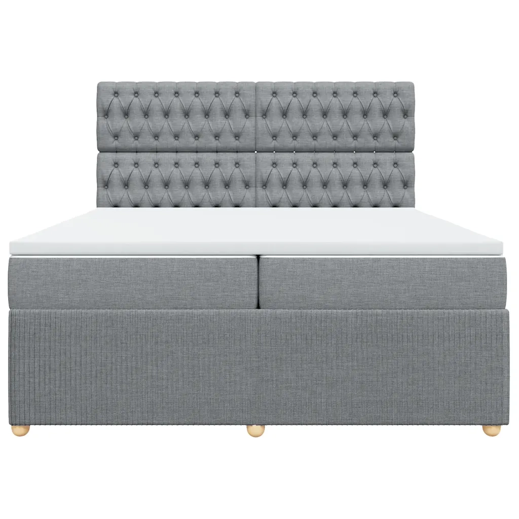 Giroletto a Molle con Materasso Grigio Chiaro 200x200cm Tessuto