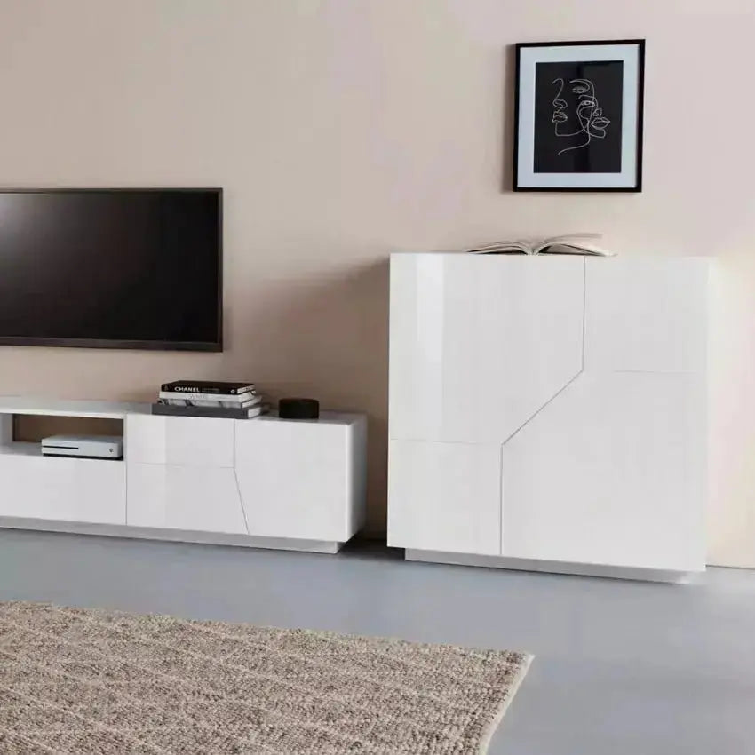 Credenza Alien Highboard 100 x 43 x 106 cm - Bianco Laccato