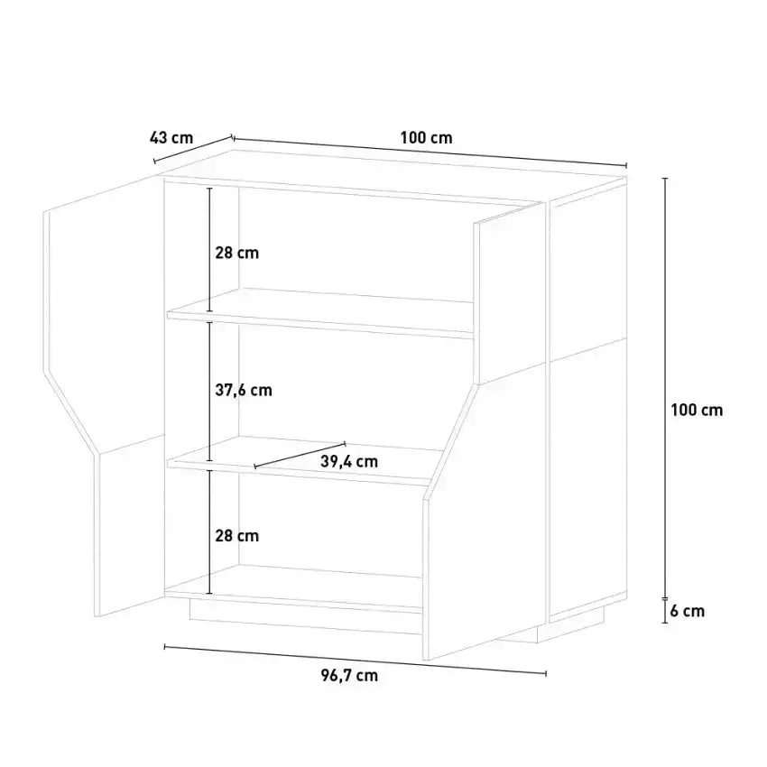 Credenza Alien Highboard 100 x 43 x 106 cm - Bianco Laccato