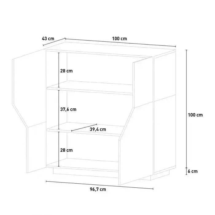 Credenza Alien Highboard 100 x 43 x 106 cm - Bianco Laccato