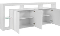 Credenza ESSENTIAL 4 Ante 220 cm - Mobile Moderno con Ripiani in Vetro e Spazi Capienti